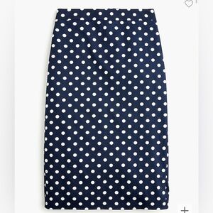 J CREW No 2 Pencil Skirt in Polka Dot Bi-Stretch Cotton size 12 Navy White NWT
